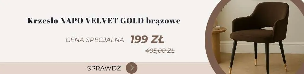Krzesło NAPO VELVET GOLD brązowe w promocyjnej cenie