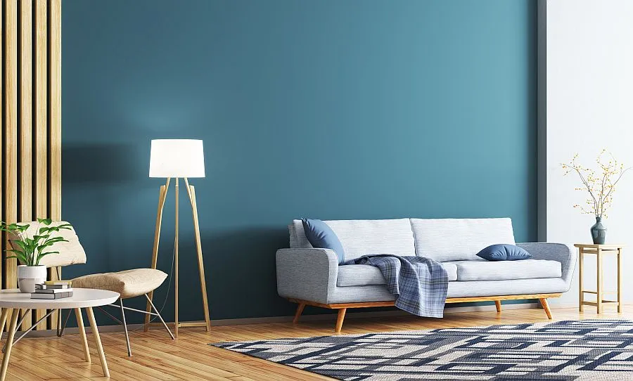 Szara sofa w salonie