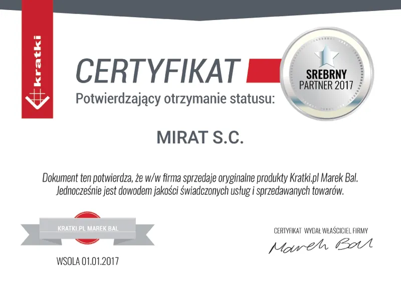 Srebrny certyfikat Kratki.pl