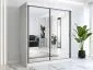 Szafa przesuwna MODUO COMFORT 180 biała mat/antracyt z lustrami | MIRAT. kolekcja MODUO COMFORT