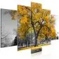 Obraz - Jesień w parku (5-częściowy) szeroki złoty-1