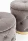 Zestaw pufa POLLY VELVET szary pikowany na złotej podstawie | MIRAT. styl GLAMOUR