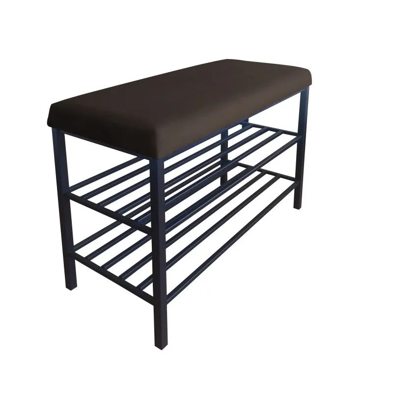 Stojak na buty z siedziskiem GAJA MG05 czarny/brąz metalowy I sklep meblowy metalowy MIRAT. styl LOFT