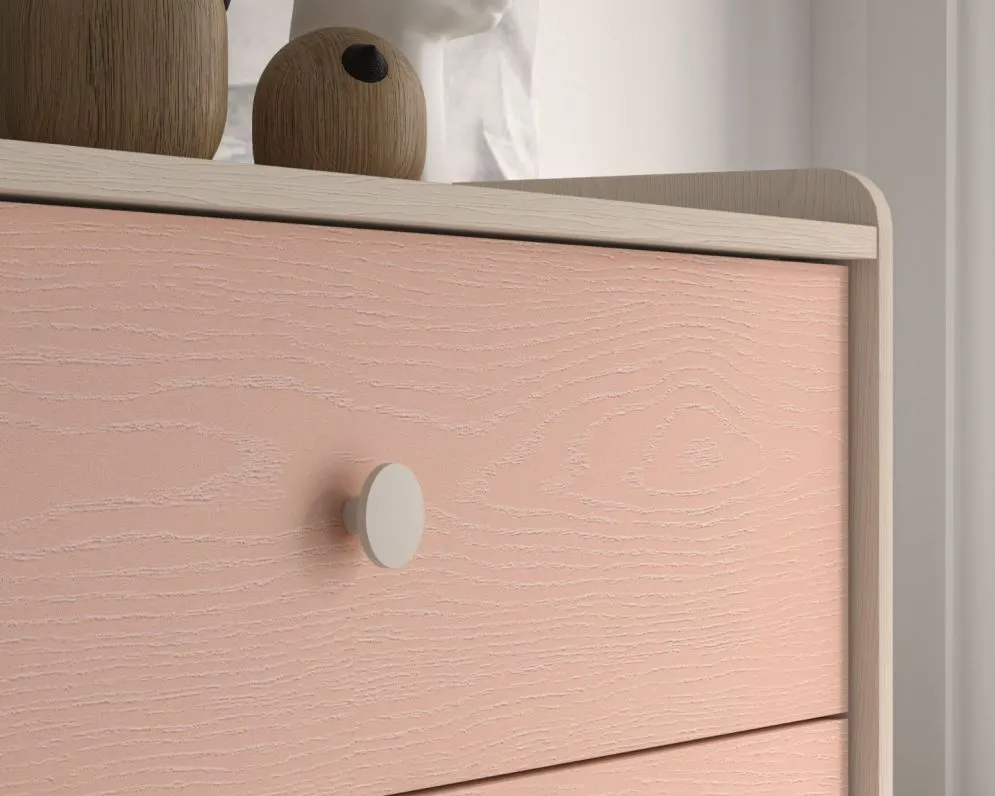 Komoda dziecięca MEVEL 06 różowa I sklep meblowy MIRAT. styl PASTELE kolekcja MEVEL