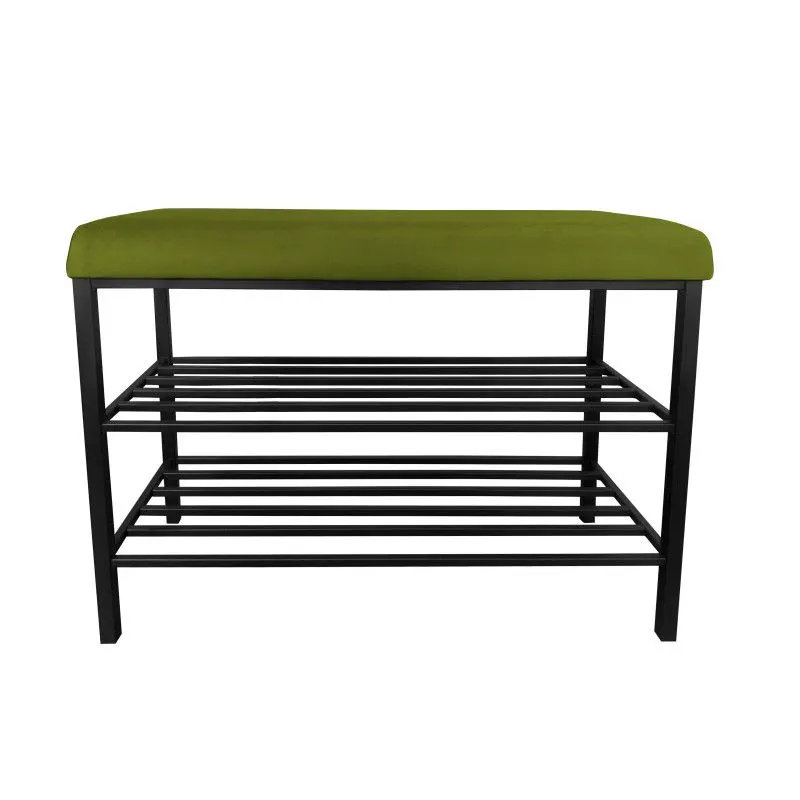 Stojak na buty z siedziskiem GAJA BL75 czarny/oliwkowy metalowy I sklep meblowy MIRAT. styl LOFT