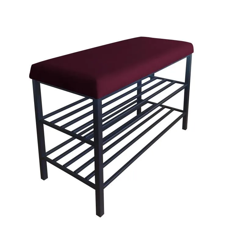 Stojak na buty z siedziskiem GAJA MG02 czarny/śliwkowy metalowy I sklep meblowy MIRAT. styl LOFT