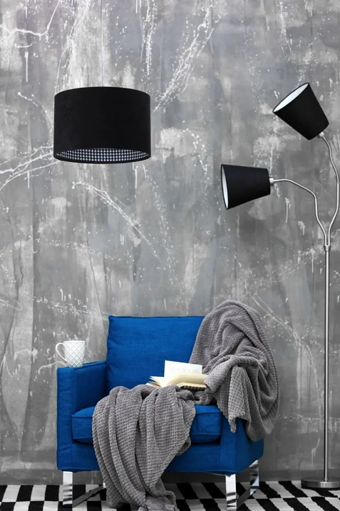 Lampa wisząca HOME 30 czarna welurowa walec | MIRAT.