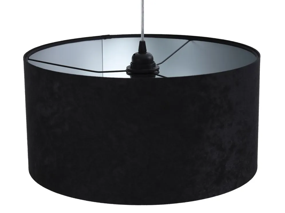 Lampa wisząca HOME 40 czarna/srebrna walec welurowa | MIRAT. w stylu kolekcja