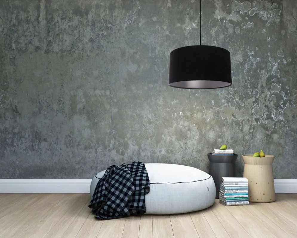 Lampa wisząca HOME 40 czarna/srebrna walec welurowa | MIRAT. w stylu kolekcja