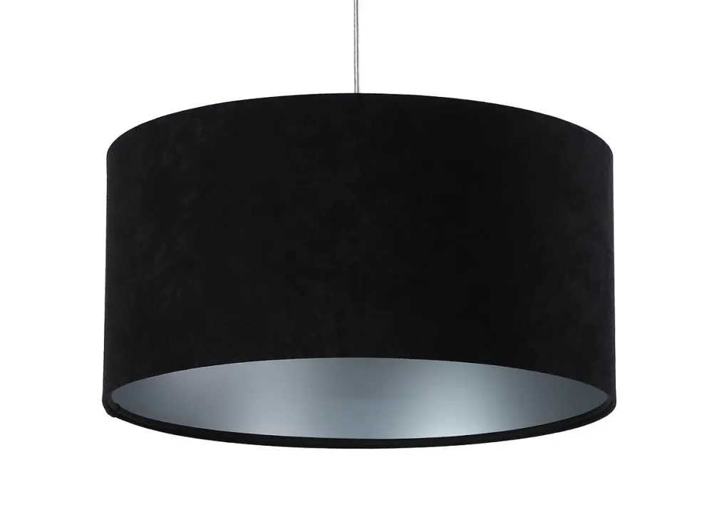 Lampa wisząca HOME 40 czarna/srebrna walec welurowa | MIRAT. w stylu kolekcja