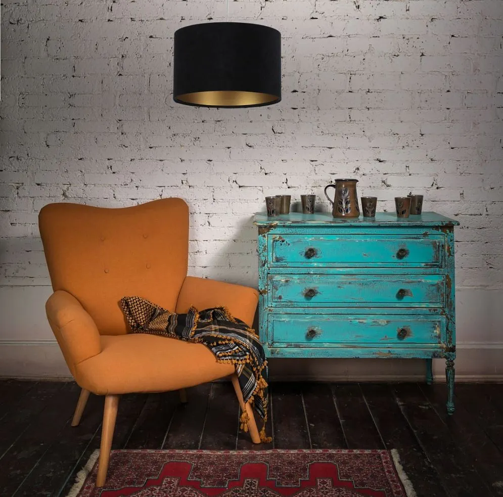 Lampa wisząca HOME 30 czarna/złota elegancka welurowa | MIRAT. w stylu  kolekcja