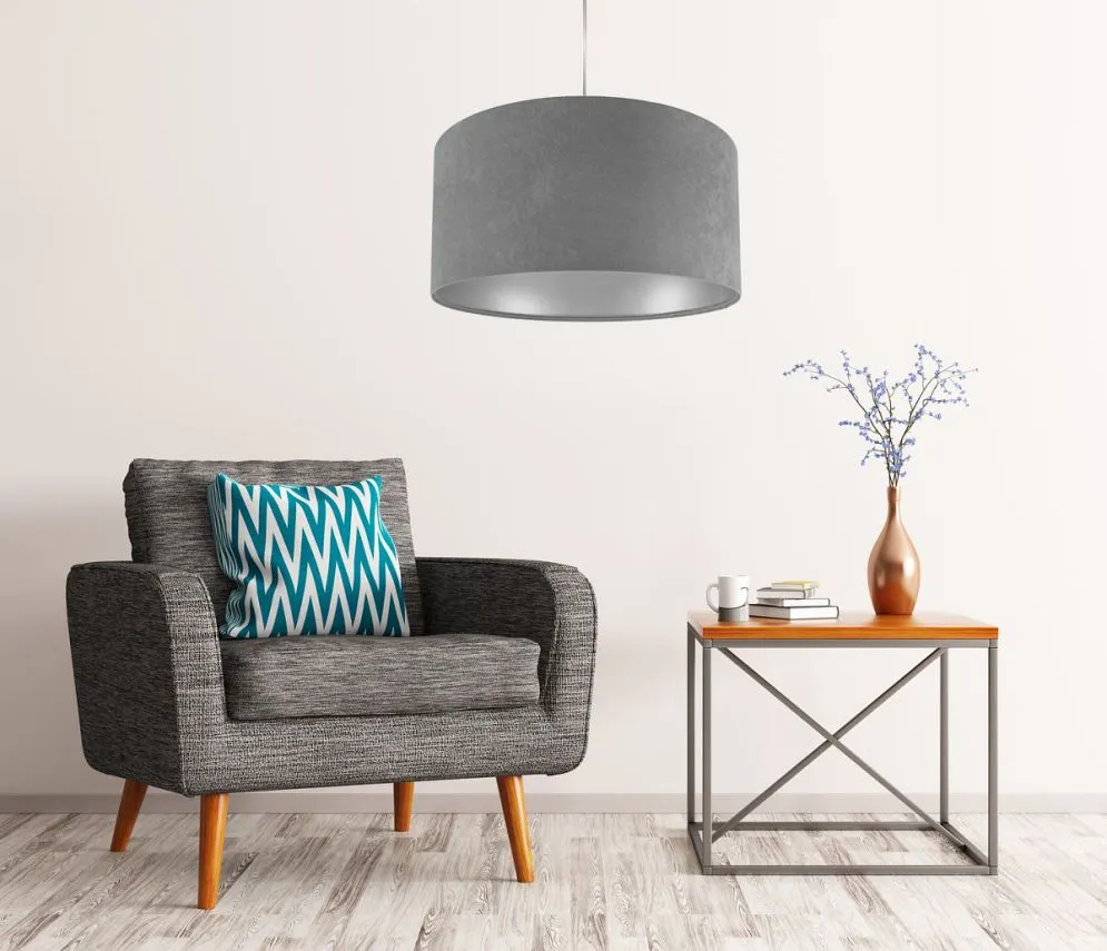Lampa wisząca HOME 50 szara/srebrna walec do salonu | MIRAT. w stylu  kolekcja