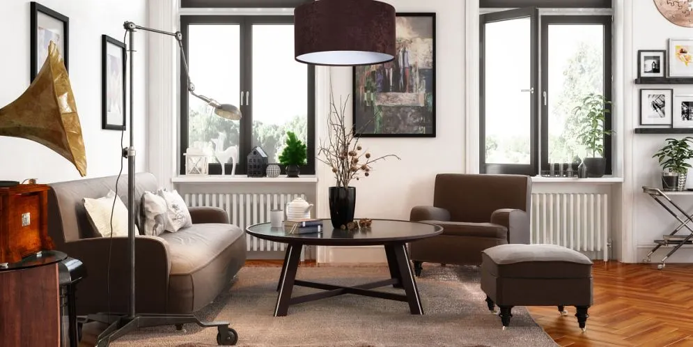 Lampa wisząca HOME 40 brązowa/biała walec do jadalni | MIRAT. w stylu  kolekcja