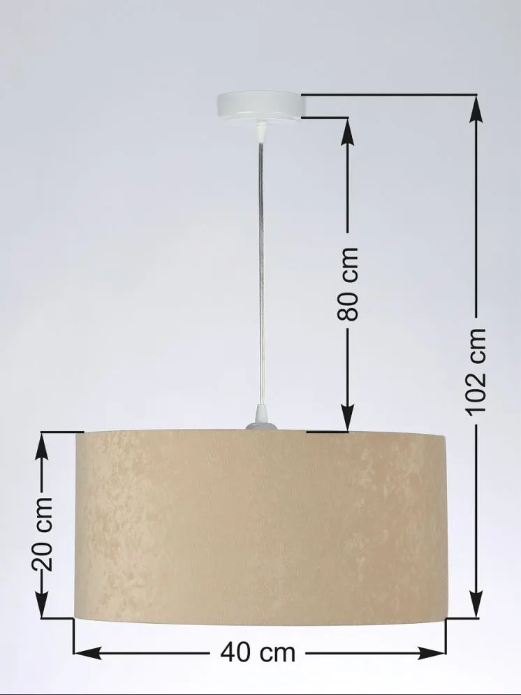 Lampa wisząca HOME 40 beżowa/srebrna w kształcie walca do salonu | MIRAT.