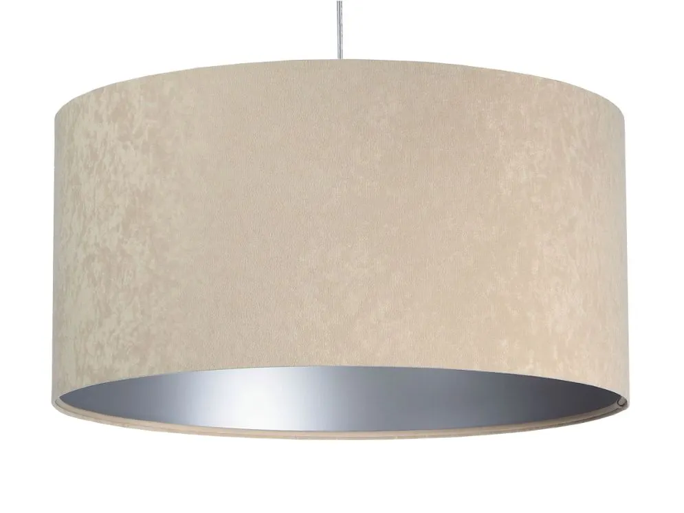 Lampa wisząca HOME 40 beżowa/srebrna w kształcie walca do salonu | MIRAT.