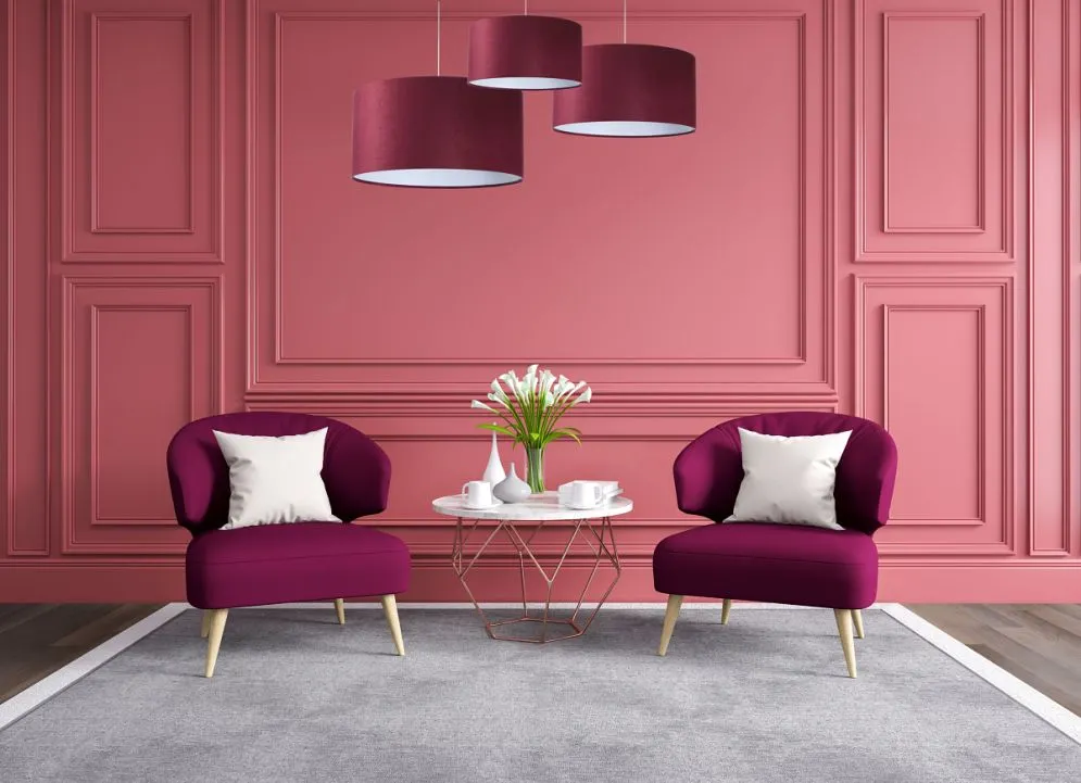 Lampa wisząca HOME 60 bordowa/biała do salonu aksamitna | MIRAT.