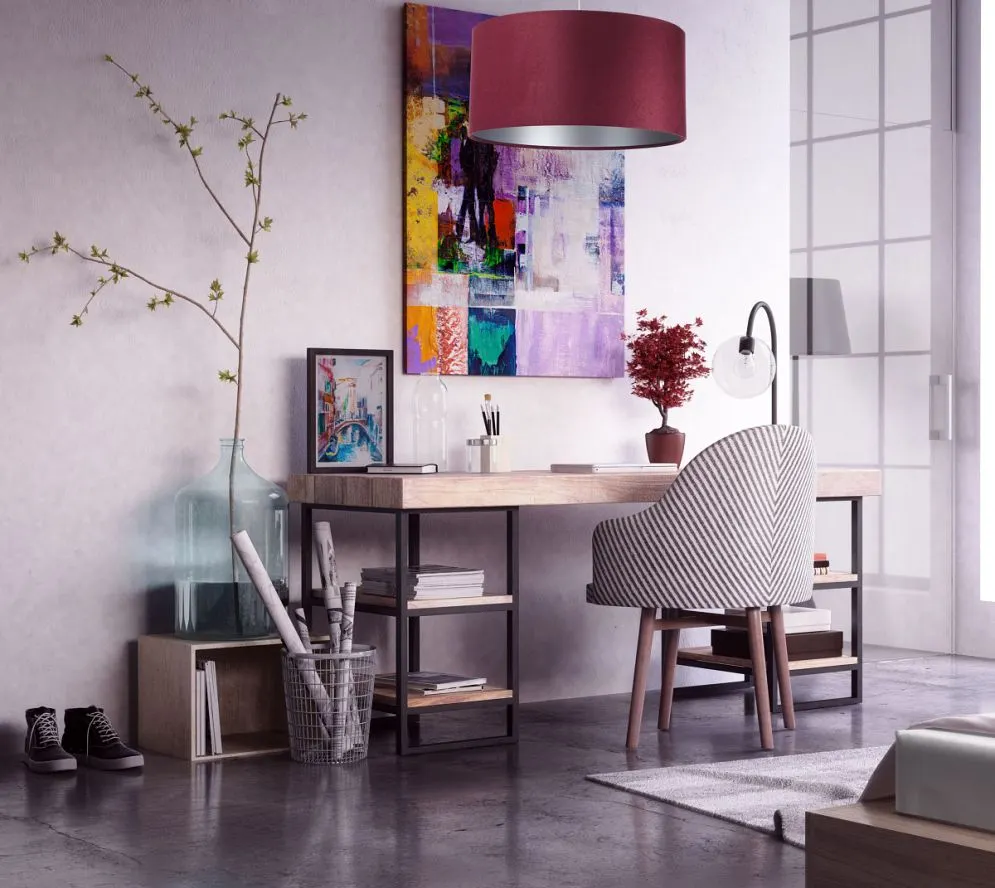 Lampa wisząca HOME 30 bordowa/srebrna nowoczesna nad stół | MIRAT.