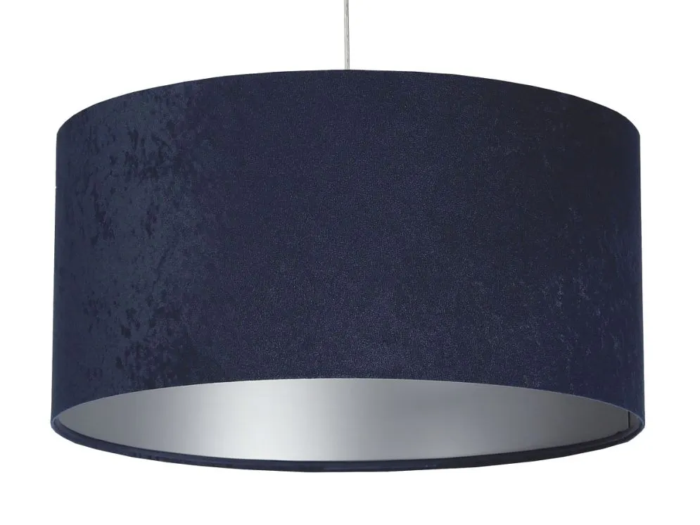 Lampa wisząca HOME 40 granatowa/srebrna welurowa w stylu glamour | MIRAT.