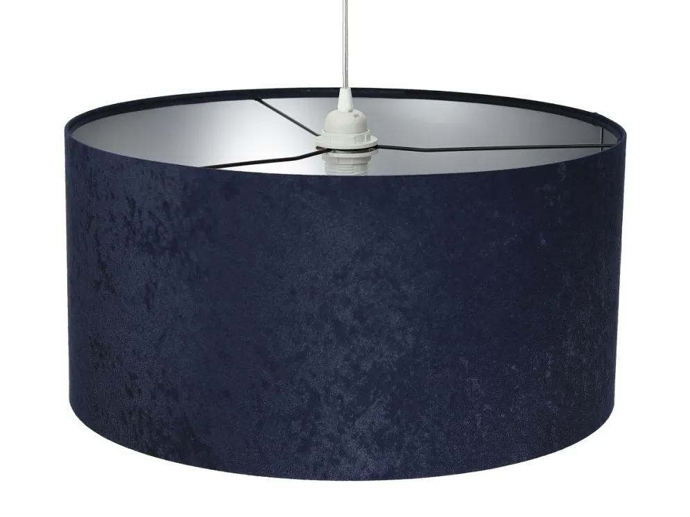 Lampa wisząca HOME 60 granatowa/srebrna welurowa na 1 żarówkę | MIRAT.