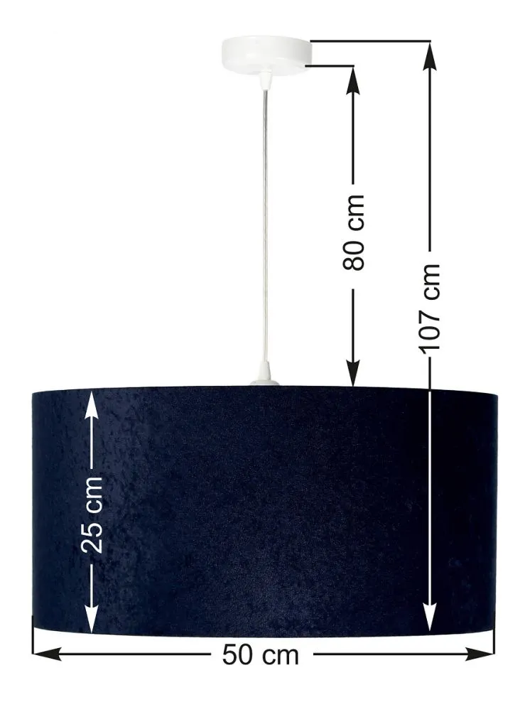 Lampa wisząca HOME 50 granatowa/srebrna ręcznie robiona w kształcie walca | MIRAT.