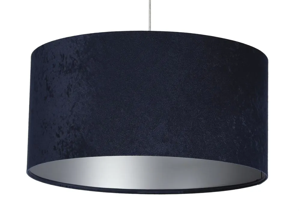 Lampa wisząca HOME 50 granatowa/srebrna ręcznie robiona w kształcie walca | MIRAT.