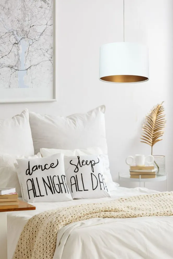 Lampa wisząca HOME 30 biała/złota mała nad stół | MIRAT.