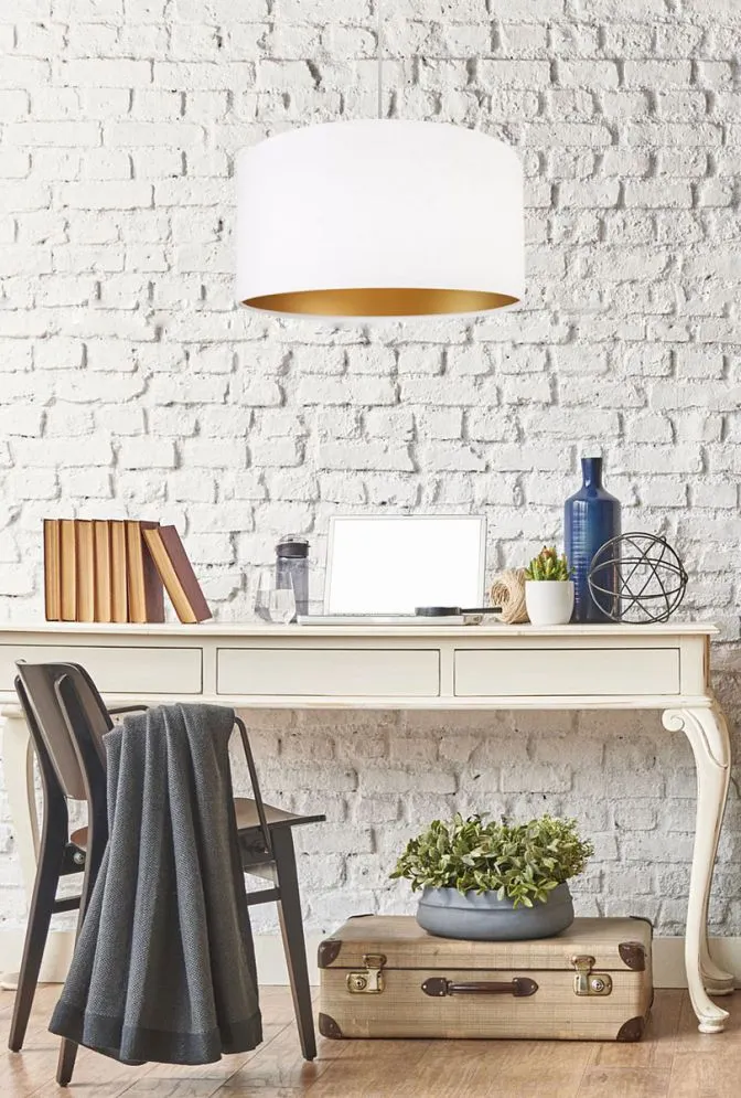 Lampa wisząca HOME 40 biała/złota welurowa polskiej produkcji | MIRAT.