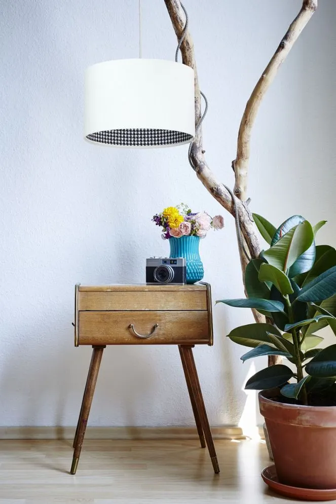 Lampa wisząca HOME 30 biała elegancka welurowa | MIRAT.