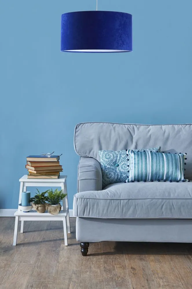 Lampa wisząca HOME 30 niebieska/biała walec nowoczesna | MIRAT.