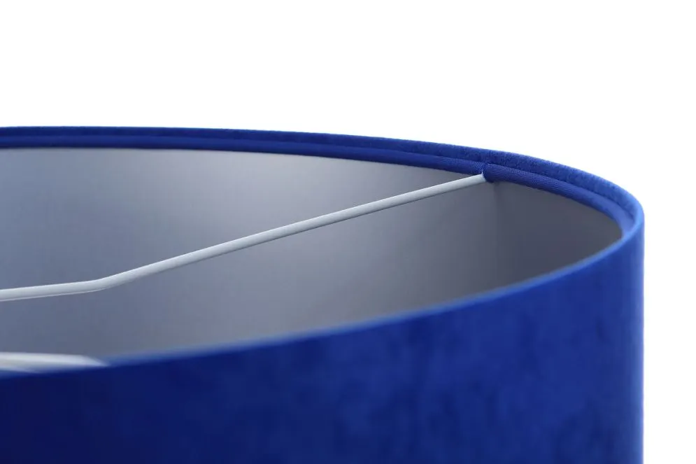 Lampa wisząca HOME 50 niebieska/srebrna walec welurowa | MIRAT.