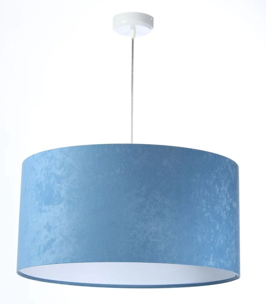 Lampa wisząca HOME 50 błękitna/biała welurowa w stylu glamour | MIRAT.