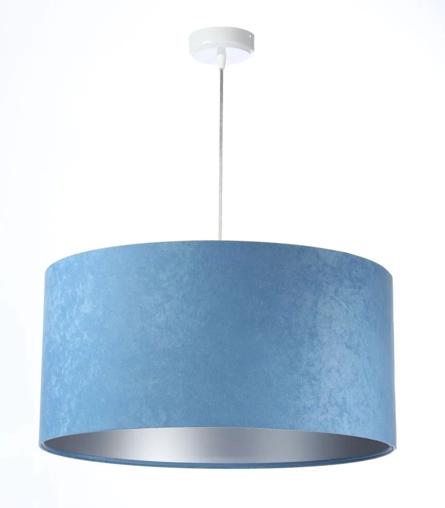 Lampa wisząca HOME 50 błękitna/srebrna welurowa do sypialni | MIRAT. w stylu  kolekcja
