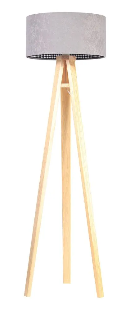 Lampa stojąca HOME 40 szara/sosna na trójnogu | MIRAT.