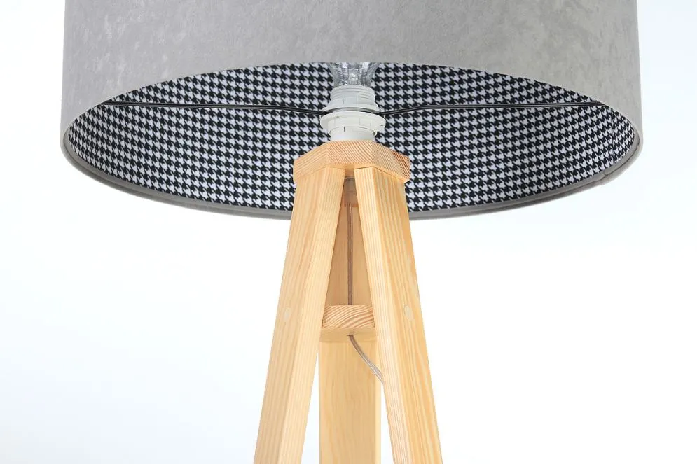 Lampa stojąca HOME 50 szara/sosna z włącznikiem nożnym | MIRAT. w stylu kolekcja