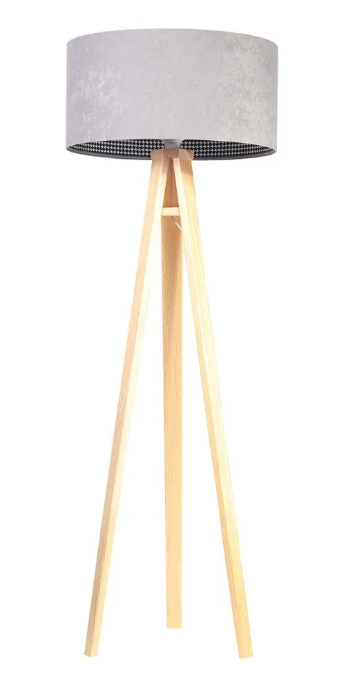 Lampa stojąca HOME 50 szara/sosna z włącznikiem nożnym | MIRAT. w stylu kolekcja