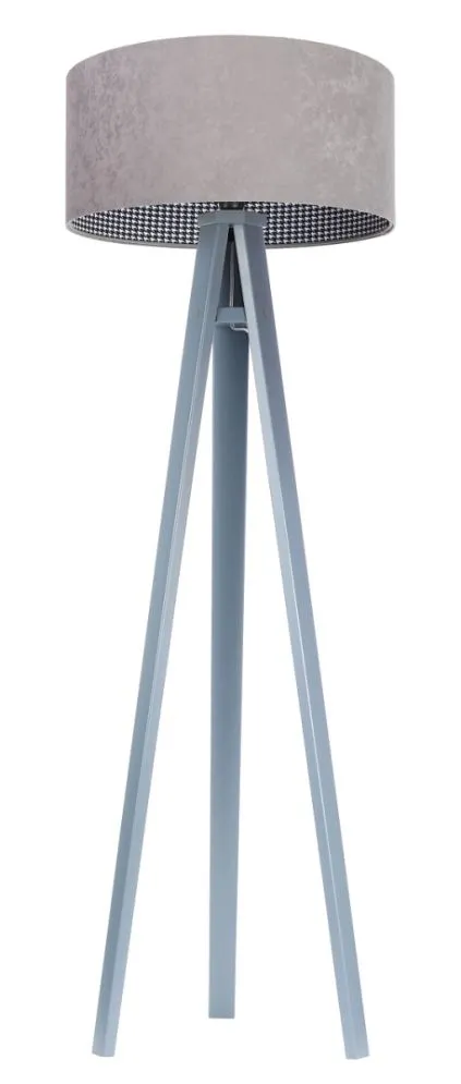 Lampa stojąca HOME 50 szara na drewnianej podstawie | MIRAT. w stylu kolekcja