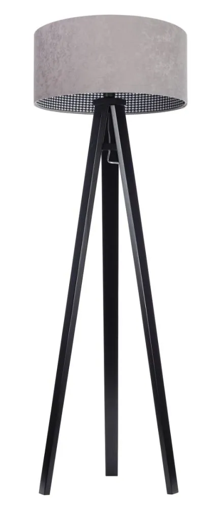 Lampa stojąca HOME 40 szara/czarna welurowa walec | MIRAT. w stylu  kolekcja