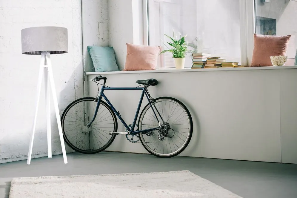 Lampa stojąca HOME 50 szara/biała z włącznikiem nożnym | MIRAT. w stylu  kolekcja