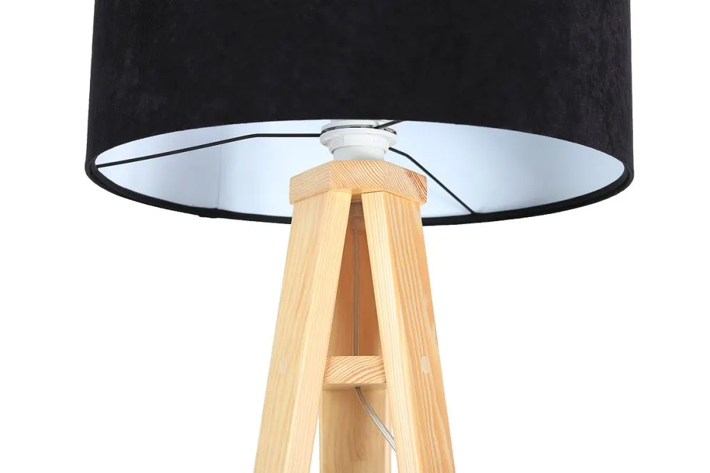 Lampa stojąca HOME 50 czarna/biała/sosna do salonu | MIRAT. w stylu  kolekcja