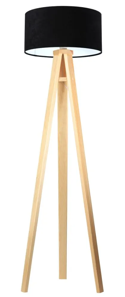 Lampa stojąca HOME 40 czarna/biała/sosna w stylu skandynawskim | MIRAT. w stylu  kolekcja