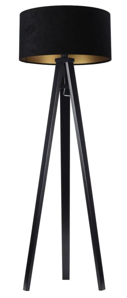 Lampa stojąca HOME 50 czarna/złota podłogowa welurowa | MIRAT. w stylu  kolekcja