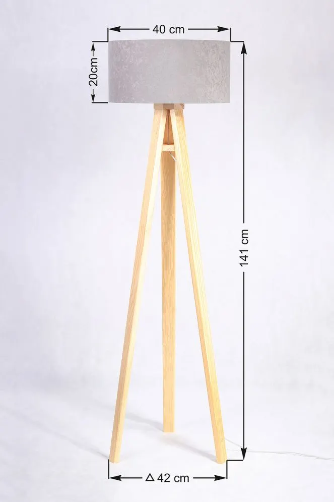 Lampa stojąca HOME 40 szara/biała/sosna w stylu skandynawskim | MIRAT. w stylu  kolekcja