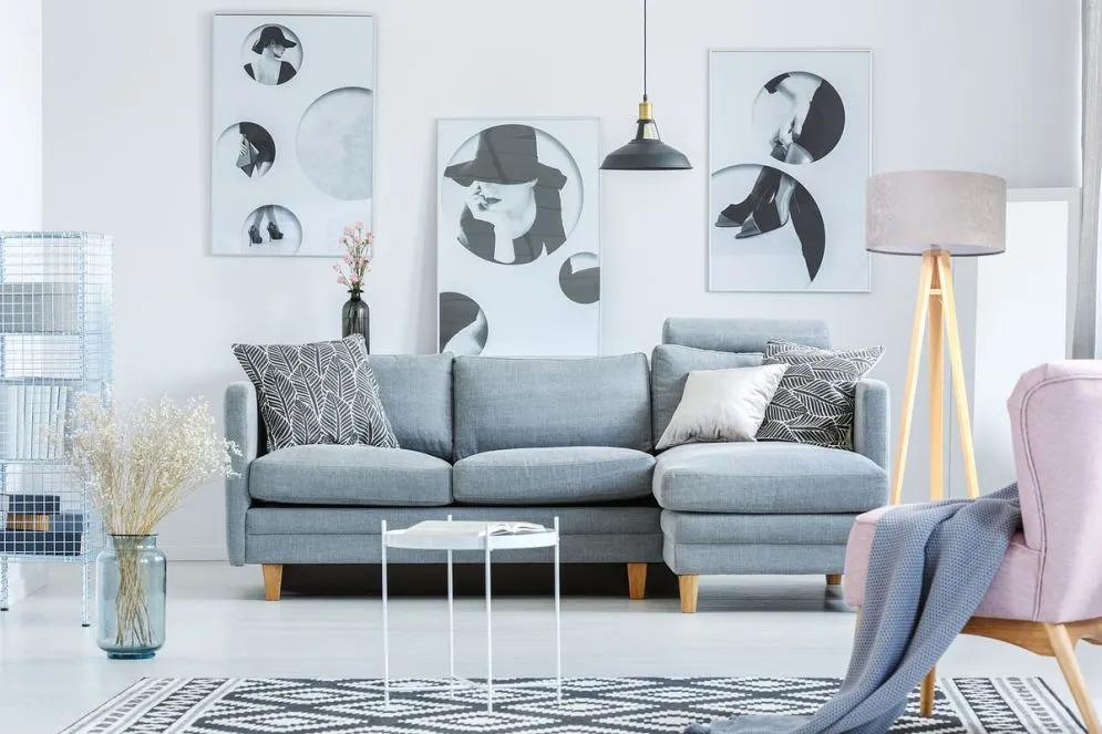 Lampa stojąca HOME 40 szara/biała/sosna w stylu skandynawskim | MIRAT. w stylu  kolekcja