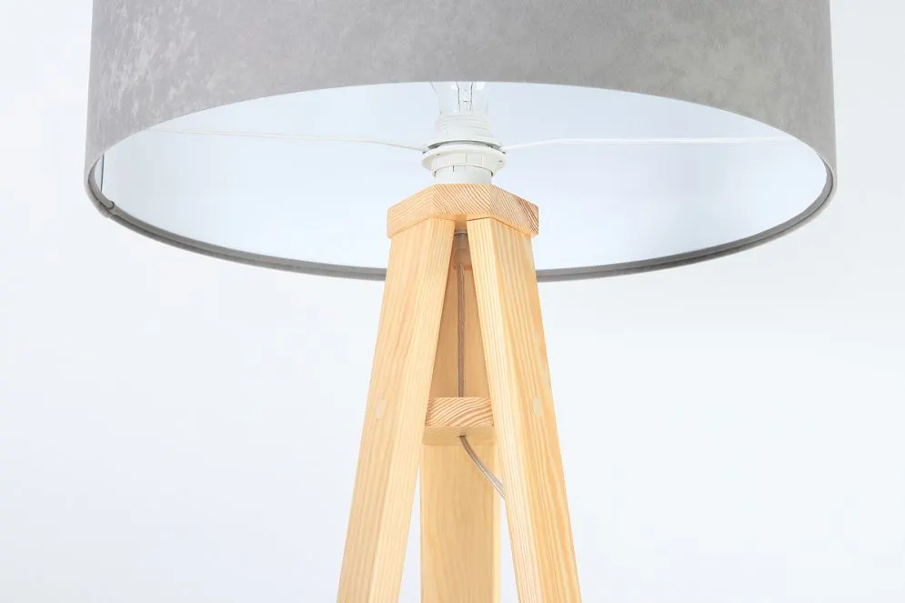 Lampa stojąca HOME 50 szara/biała/sosna do sypialni | MIRAT. w stylu  kolekcja