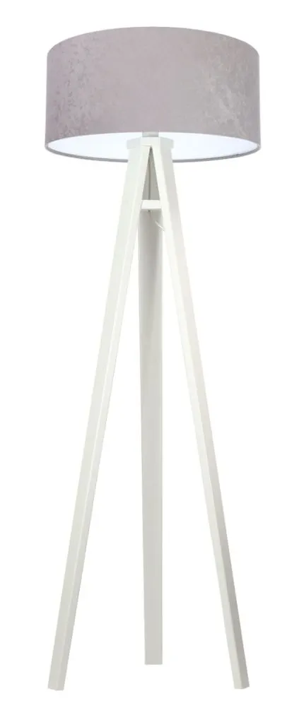 Lampa stojąca HOME 50 szara/biała/biała na drewnianym stelażu | MIRAT. w stylu  kolekcja