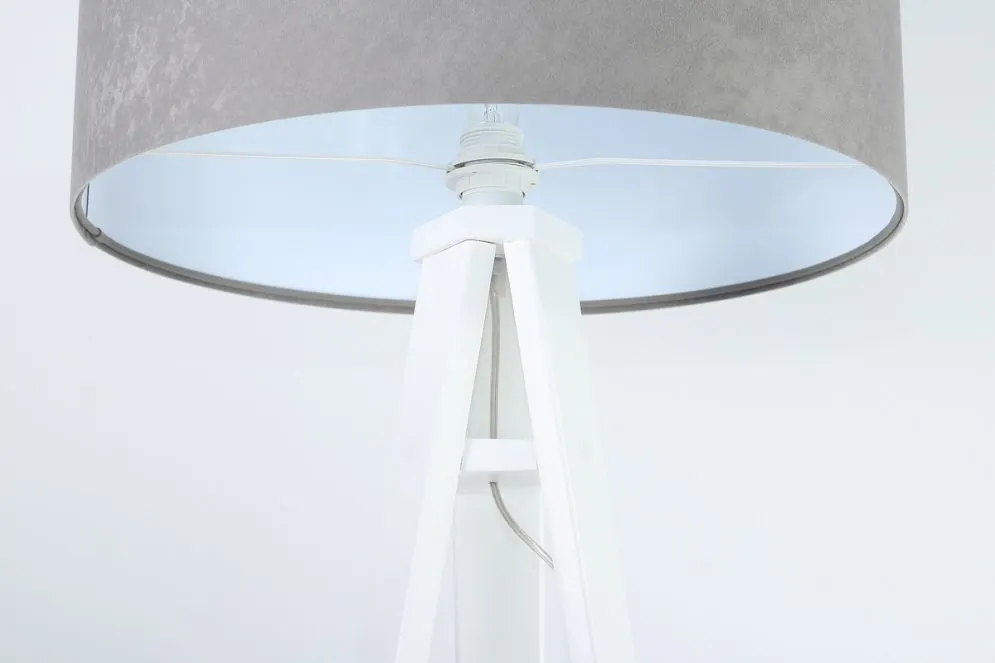 Lampa stojąca HOME 50 szara/biała/biała na drewnianym stelażu | MIRAT. w stylu  kolekcja