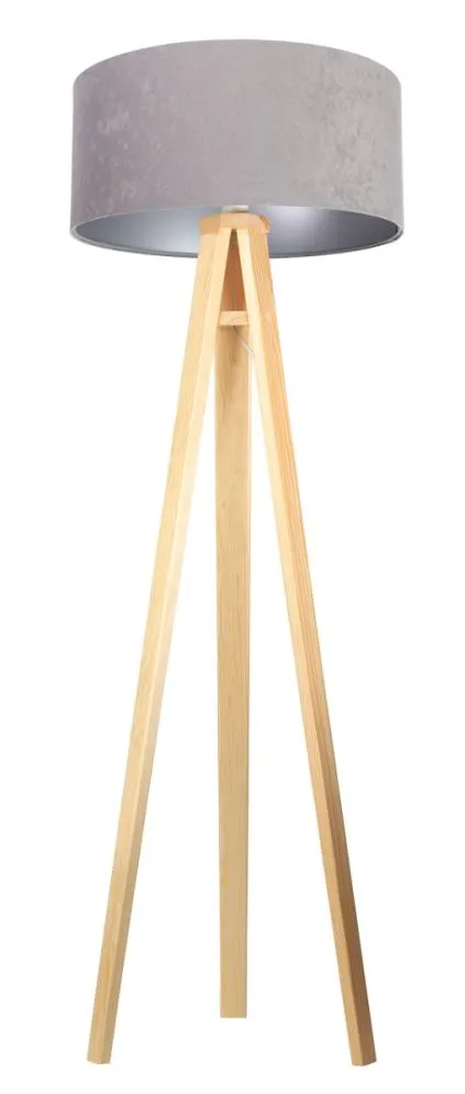 Lampa stojąca HOME 50 szara/srebrna/sosna welurowa | MIRAT.