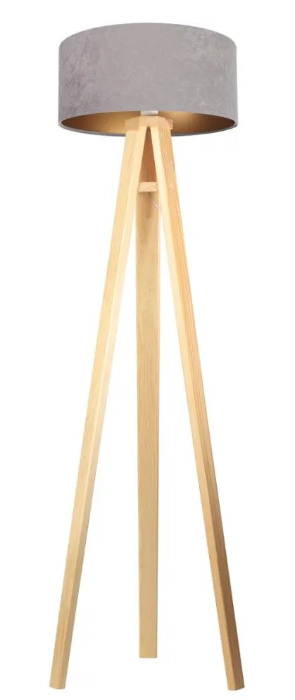 Lampa stojąca HOME 40 szara/złota/sosna w stylu glamour | MIRAT.