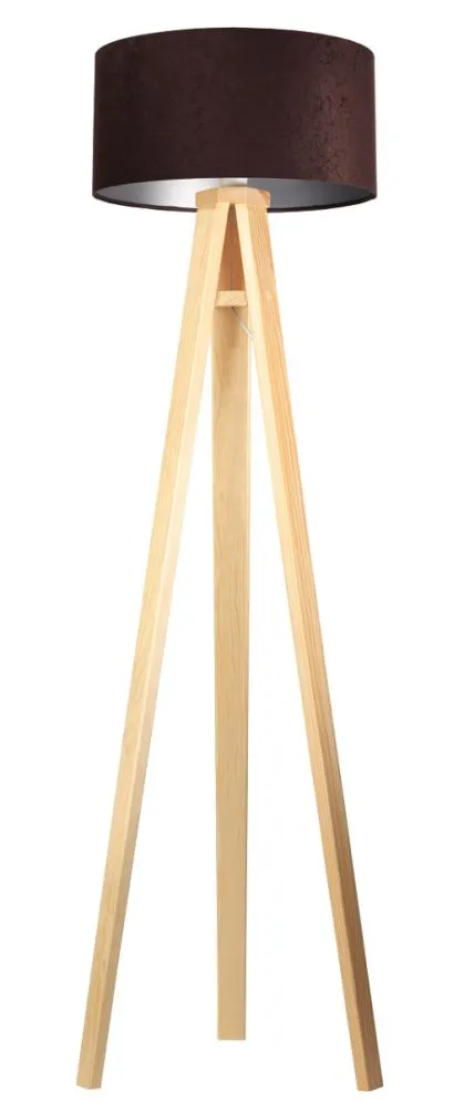 Lampa stojąca HOME 40 brązowa/srebrna/sosna do salonu | MIRAT.
