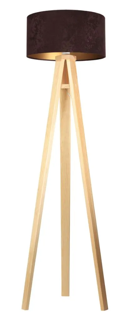 Lampa stojąca HOME 40 brązowa/złota/sosna w stylu skandynawskim | MIRAT.